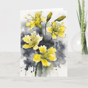 Carte Primevère - Fleurs à l'aquarelle