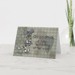 Carte Primitive Kitty Famille spécifique Anniversaire