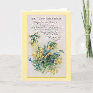 Carte Primrose et Forget-Me-Not Anniversaire Vintage