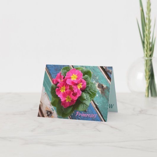 Carte Primroses rose Turquoise et Turquoise Note rustiqu (Devant)