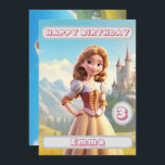 Carte Princess Birthday Card Nom personnalisé Age Kids<br><div class="desc">Célébrez la joie que votre enfant apporte dans votre vie avec cette belle Princesse Birthday Card. Personnalisée avec son nom et son âge, cette carte résume l'amour et l'admiration que vous avez pour votre petit. Ce n'est pas seulement une carte d'anniversaire, c'est une aventure pleine d'amour conçue juste pour eux...</div>