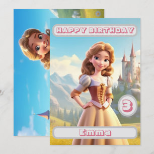 Carte Princess Birthday Card Nom personnalisé Age Kids