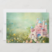 Carte Princess Pink Birthday Castle Floral Fairytale (Dos)