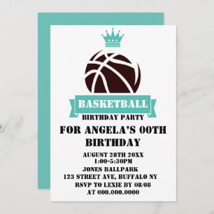 Carte Princess Turquoise Basketball Anniversaire Invitat