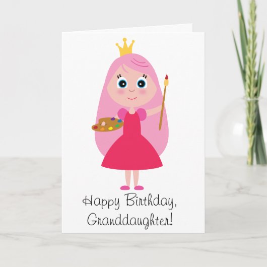 Carte Princesse Artist Granddaughter d'anniversaire (Devant)