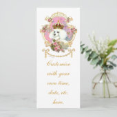 Carte Princesse Caniche Blanche et Roses Roses (Debout devant)