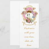Carte Princesse Caniche Blanche et Roses Roses (Devant / Derrière)