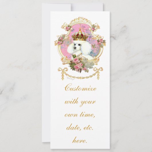 Carte Princesse Caniche Blanche et Roses Roses (Devant)