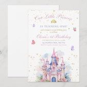 Carte Princesse Castle Girl Anniversaire, Princesse 1er  (Devant / Derrière)