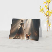 Carte Princesse d'anniversaire avec un chaton (Fleur jaune)