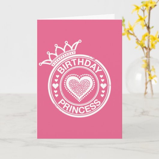 Carte Princesse d'Anniversaire -Blanc- (Fleur jaune)