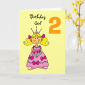 Carte princesse de 2 ans (cheveux blonds) (Fleur jaune)