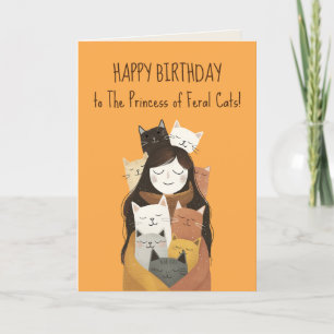 Carte Princesse de Feral Cats mignonne et drôle Jaune An