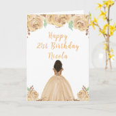 Carte Princesse de la peau foncée Peach Floral Anniversa (Fleur jaune)