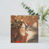 Carte Princesse de la Saint-Valentin et son chaton (Debout devant)