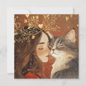 Carte Princesse de la Saint-Valentin et son chaton (Devant)