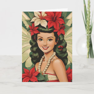 Carte Princesse de Noël Tropical Rétro 50s