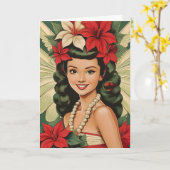 Carte Princesse de Noël Tropical Rétro 50s (Fleur jaune)