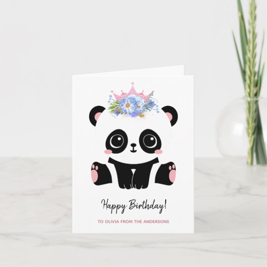 Carte princesse de panda mignonne Joyeux anniversaire (Devant)