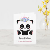 Carte princesse de panda mignonne Joyeux anniversaire (Fleur jaune)