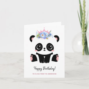 Carte princesse de panda mignonne Joyeux anniversaire