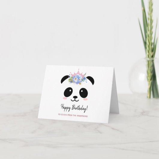 Carte princesse de panda mignonne Joyeux anniversaire (Devant)