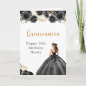 Carte Princesse en Robe Noire Douce Quinceanera (Devant)