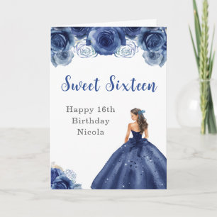 Carte Princesse en Sweet sixteen bleu marine