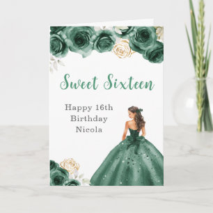 Carte Princesse en Sweet sixteen Robe Verte