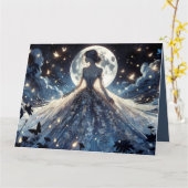 Carte Princesse Fée au Clair de Lune Robe Céleste (Fleur jaune)