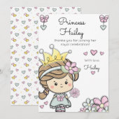 Carte Princesse Fille Premier anniversaire Merci de fête (Devant / Derrière)