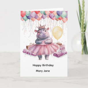 Carte Princesse Hippopotame avec Ballon