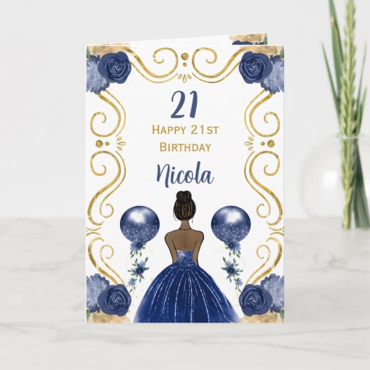 Carte Princesse Marine de la peau foncée Joyeux annivers (Devant)