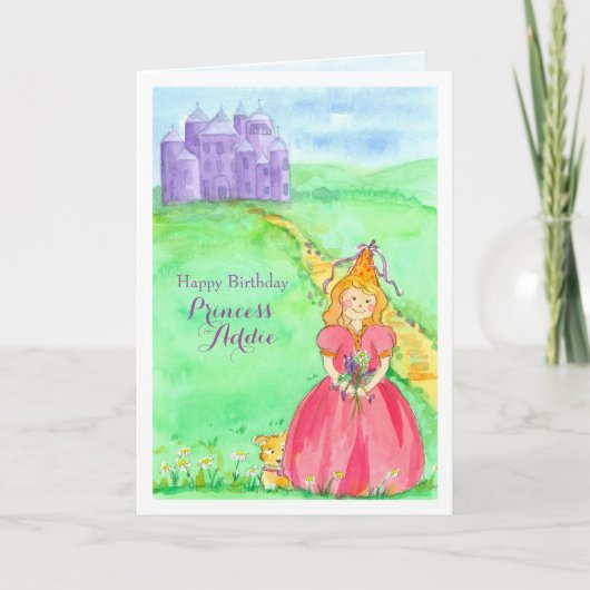 Carte Princesse Nom personnalisé Joyeux anniversaire (Devant)