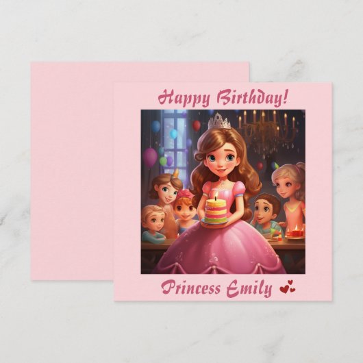 Carte Princesse personnalisée [Nom] Anniversaire (Devant / Derrière)