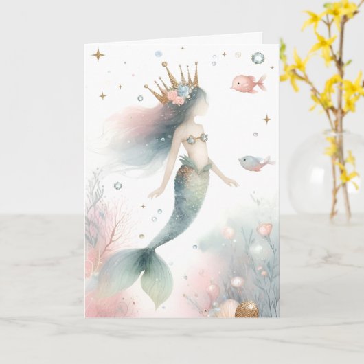 Carte Princesse Petite Sirène (Fleur jaune)