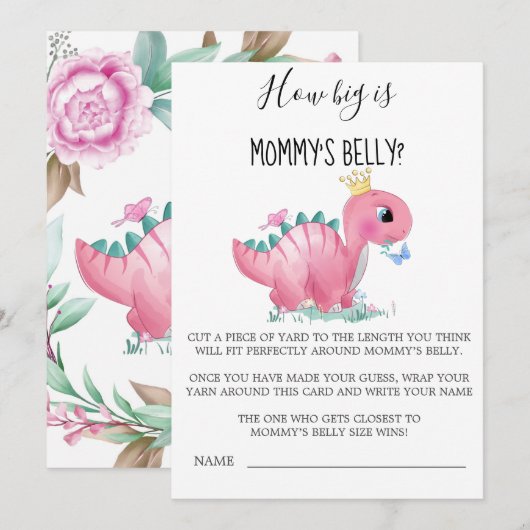 Carte Princesse Pink Dinosaur Quelle est la taille du ve (Devant / Derrière)