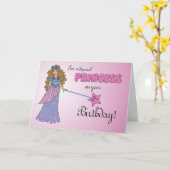 Carte Princesse rose 2e anniversaire avec baguette à loo (Fleur jaune)