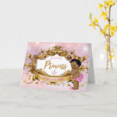 Carte Princesse Royale Ethnique Rose & Or Élégant (Fleur jaune)