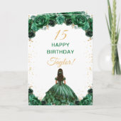 Carte Princesse Vert foncé Floral Joyeux anniversaire (Devant)