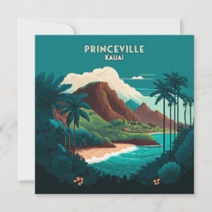 Carte Princeville Kauai Hawaii Beach Mounts Retro