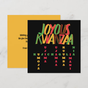 Carte Principes joyeux de KWANZAA en mots croisés