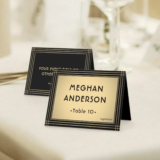 Carte Printable Escort Card - Classic Black and Gold