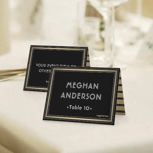 Carte Printable Escort Card - Elegant Black and Gold