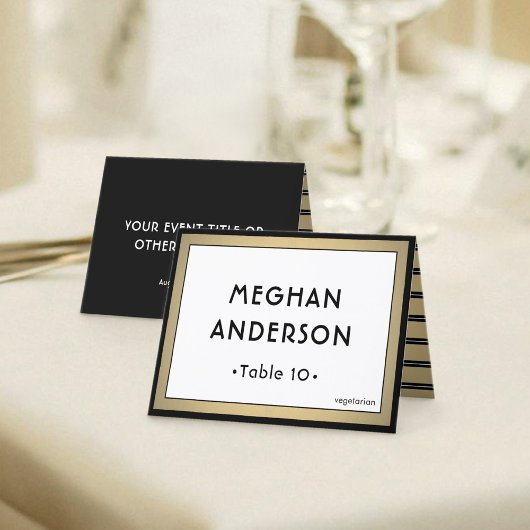 Carte Printable Escort Card - Modern Black and Gold