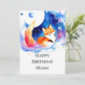 Carte Printable Renard forestier Anniversaire (Debout devant)