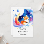 Carte Printable Renard forestier Anniversaire (Devant/Arrière en situation)