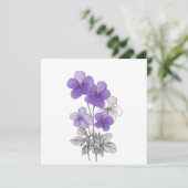 Carte Printemps 27 fleurs, dessin à trait, minimaliste,  (Debout devant)