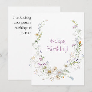 Carte Printemps aquarelle Fleurs sauvages heureux annive