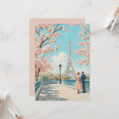 Carte Printemps romantique à Paris (Devant/Arrière en situation)